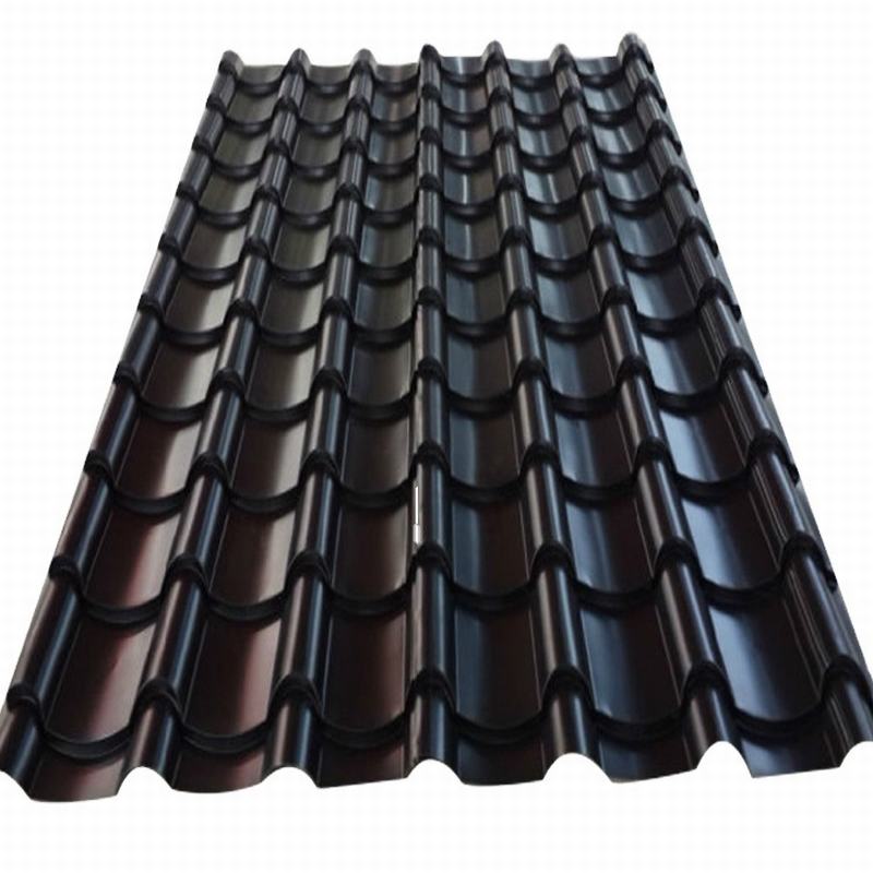 
                                 Tôle de toit ondulé galvanisé noir en métal ondulé 0,4mm épais couleur feuille alu toiture couché                            
